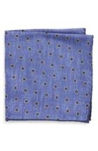 Men's Canali Floral Silk Pocket Square, Size - Blue