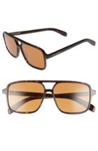 Women's Saint Laurent 58mm Square Navigator Sunglasses - Havana/ Havana/ Brown