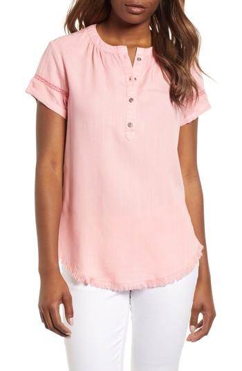 Women's Billy T Henley Crochet Detail Top