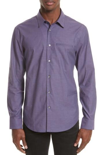Men's John Varvatos Collection Roll Sleeve Cotton Sport Shirt - Purple