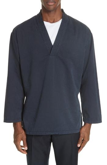 Men's Dries Van Noten Canis Bis Kimono Pullover Eu - Blue