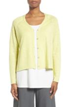 Women's Eileen Fisher Slubbed Organic Linen & Cotton Cardigan - Yellow