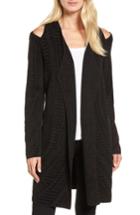 Women's Nic+zoe Winter Reign Cold Shoulder Cardigan - Black