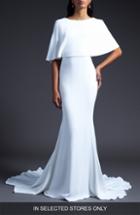Women's Cushnie Open Back Cape Bodice Column Wedding Dress, Size In Store Only - White