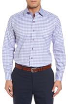 Men's David Donahue Check Fit Sport Shirt, Size Small - Blue
