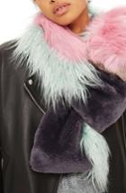 Women's Topshop Zeus Faux Fur Patchwork Scarf, Size - Pink
