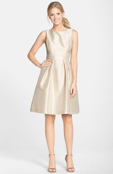 Women's Alfred Sung Dupioni Fit & Flare Dress - Beige