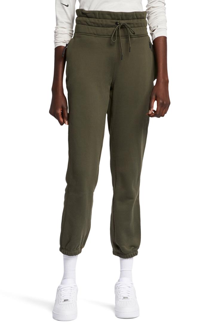 Women's Nike Nikelab High Waist Fleece Pants - Green