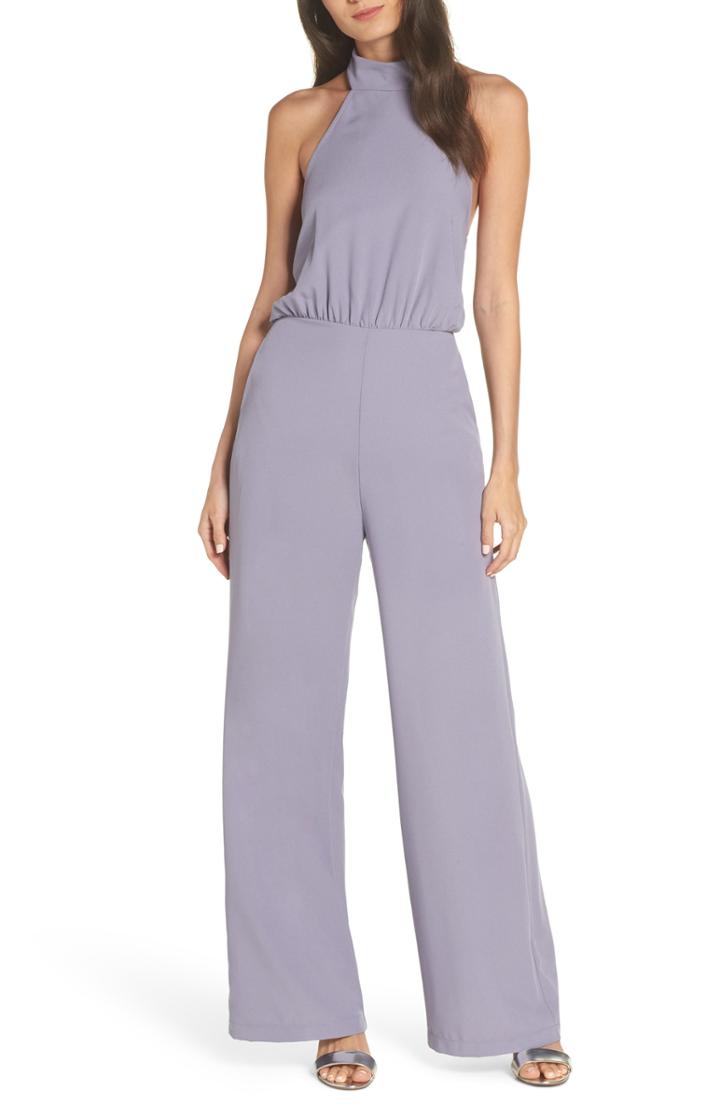 Women's Lulus Moment For Life Halter Jumpsuit - Purple