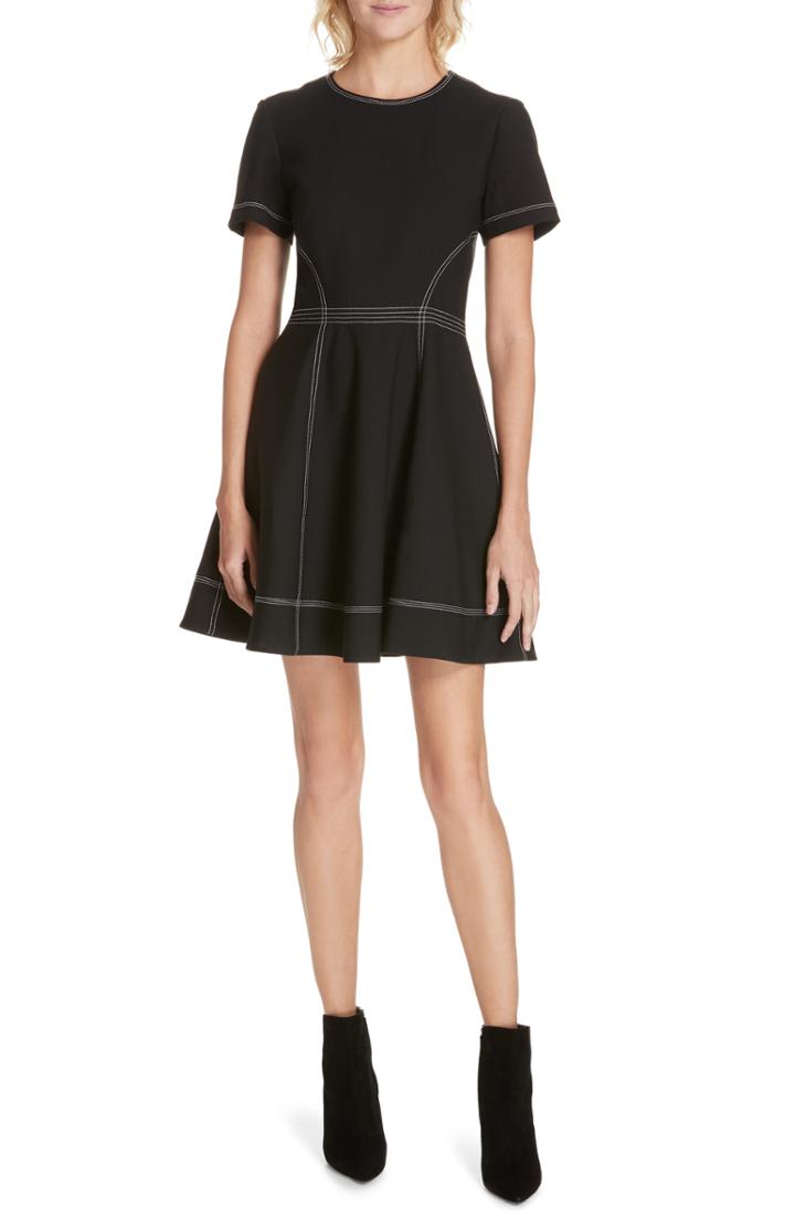 Women's Cinq A Sept Bryce Contrast Stitch Minidress - Black