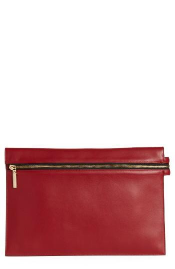Women's Victoria Beckham Large Zip Leather Pouch - Red