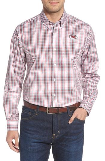 Men's Cutter & Buck Kansas City Chiefs - Gilman Regular Fit Plaid Sport Shirt - Red
