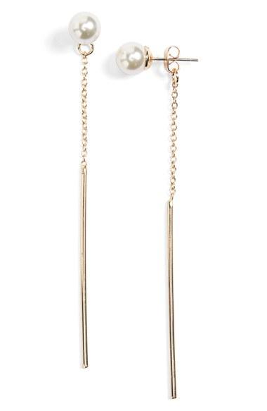 Women's Sole Society Pearly Bead & Bar Front/back Earrings