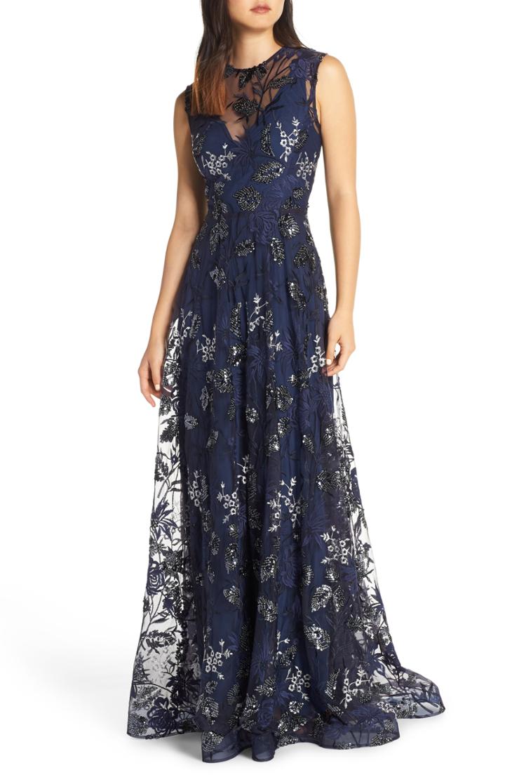 Women's Bronx And Banco Aurora Embellished Mesh Gown Us / 6 Au - Blue