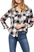 Women's Sanctuary Clint Embroidered Plaid Shirt - White