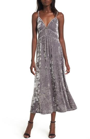 Women's Bp. Velour Midi Slipdress, Size - Grey