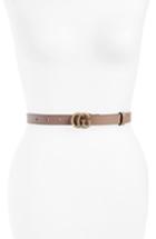 Women's Gucci Calfskin Leather Skinny Belt - Porcelain Rose/ Cream