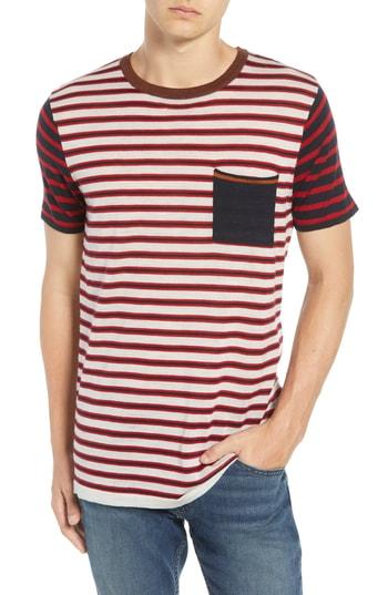 Men's Scotch & Soda Stripe Merino Wool Pocket T-shirt - Red