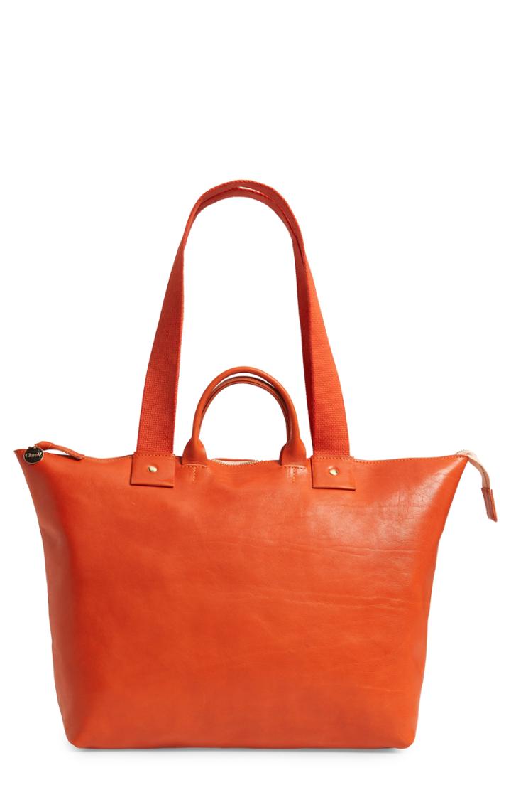Clare V. Le Zip Leather Tote - Red