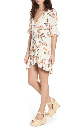 Women's Lost + Wander Regina Floral Wrap Minidress - Ivory