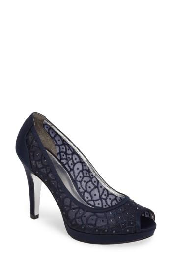 Women's Adrianna Papell 'foxy' Crystal Embellished Peeptoe Pump .5 M - Blue