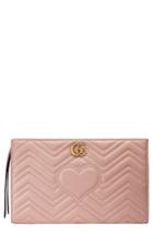 Gucci Gg Marmont Matelasse Leather Clutch - Red