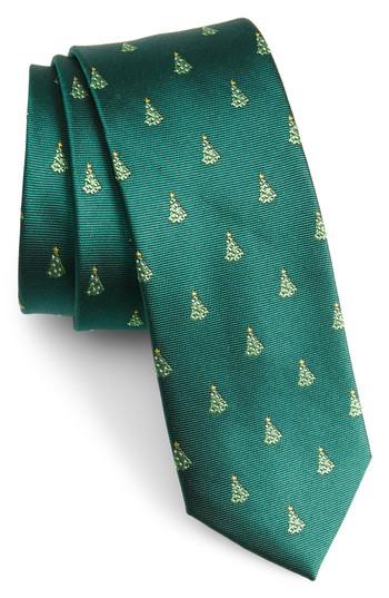 Men's The Tie Bar O Christmas Tree Silk Skinny Tie, Size - Green