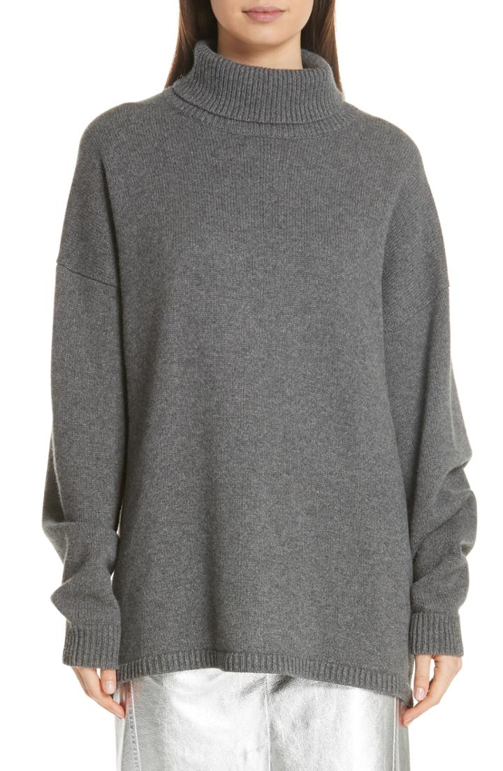 Women's Tibi Turtleneck High/low Cashmere Sweater - Grey