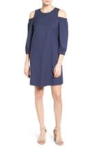Petite Women's Halogen Denim Cold Shoulder Shift Dress, Size P - Blue