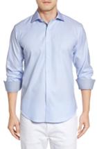 Men's Bugatchi Shaped Fit Zigzag Jacquard Sport Shirt - Blue
