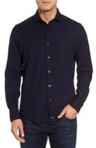 Men's Thomas Dean Herringbone Sport Shirt - Blue