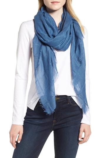Women's Sole Society Lightweight Windowpane Scarf, Size - Blue