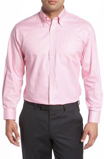 Men's Nordstrom Men's Shop Classic Fit Non-iron Gingham Dress Shirt - 33 - Pink (online Only)