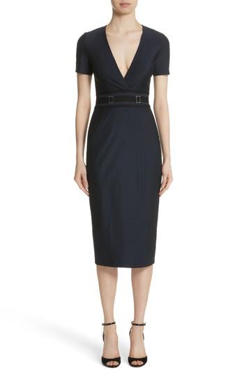 Women's Yigal Azrouel Belt Waist Sheath Dress - Blue