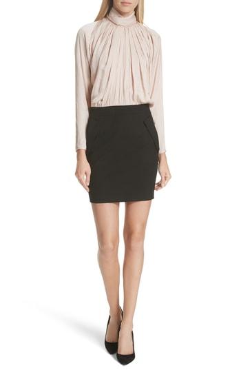 Women's Smythe Draped Turtleneck Minidress - Black