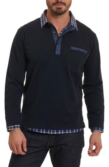 Men's Robert Graham Chancey Partial Button Pullover - Blue
