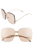 Women's Gucci 99mm Rimless Sunglasses - Gold/ Light Brown