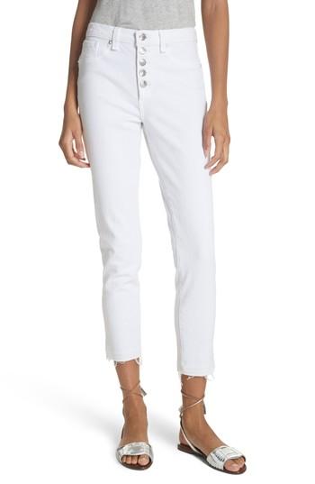 Women's Veronica Beard Debbie Frayed Crop Skinny Jeans - White