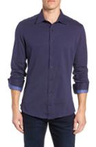 Men's Stone Rose Trim Fit Bird's Eye Sport Shirt, Size - Blue