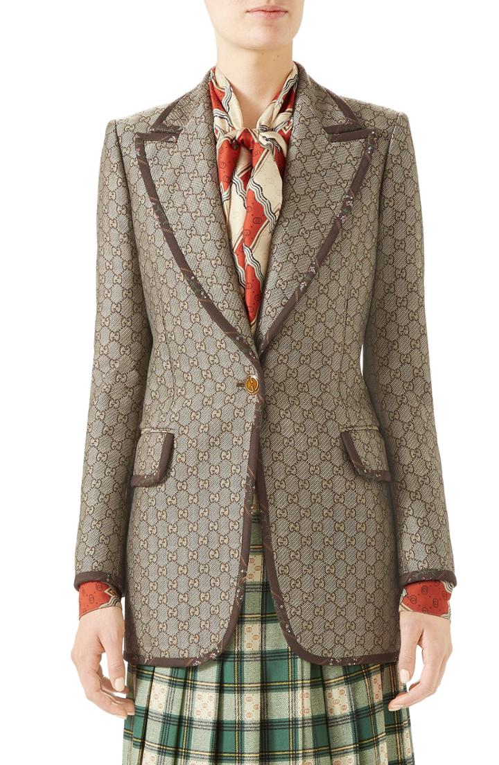 Women's Gucci Peak Lapel Stretch Cady Blazer Us / 40 It - Red