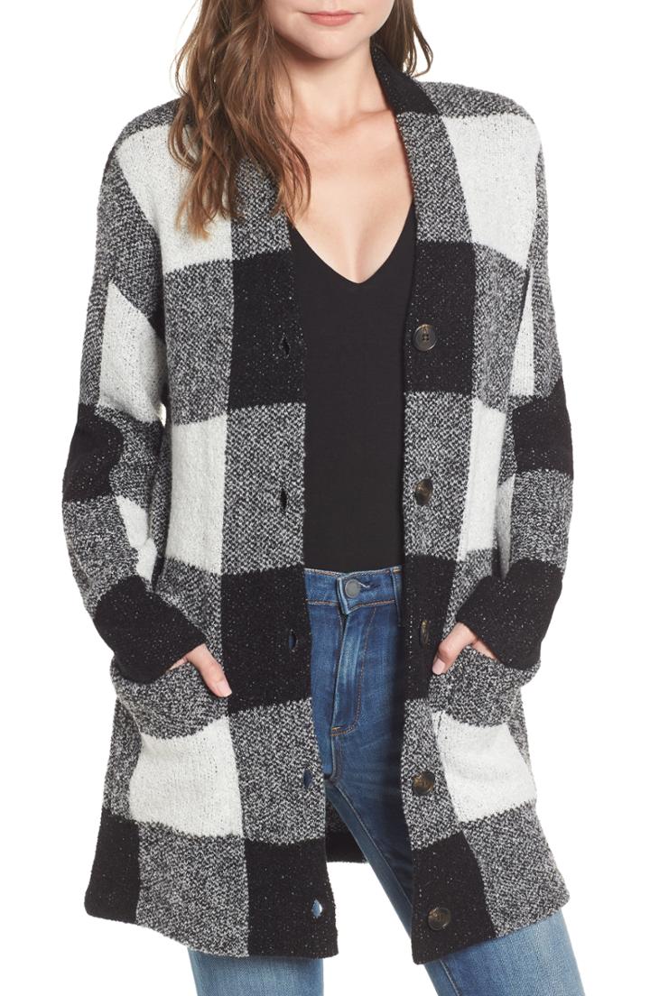 Women's Blanknyc Buffalo Check Cardigan - Black