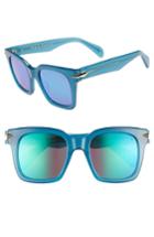 Women's Rag & Bone 51mm Polarized Mirrored Square Sunglasses - Blue