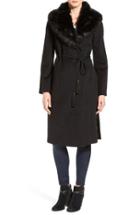 Women's Via Spiga Faux Fur Shawl Collar Wool Blend Wrap Coat