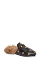 Women's Gucci Princetown Genuine Shearling Bee Loafer Mule .5us / 39.5eu - Black
