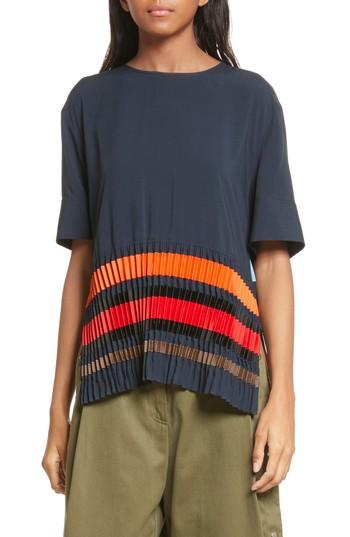 Women's Public School Kristine Pleated Stripe Top - Blue