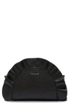 Ted Baker London Ruffle Half Moon Leather Crossbody Bag - Black
