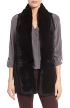 Women's Linda Richards Genuine Rabbit Fur & Knit Vest - Black