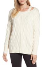 Women's Vince Camuto Keyhole Neck Cable Sweater - White