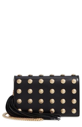 Balmain Coin Medallion Leather Crossbody Bag -