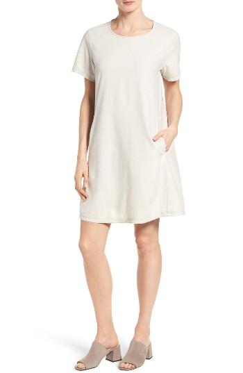 Women's Eileen Fisher Silk Noil Round Neck Shift Dress